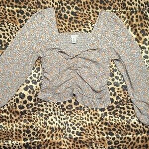 H&M Floral Cropped Puff Long Sleeve